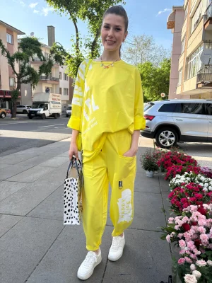 Oversize Sarı Eşofman Takımı