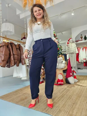 Şalvar Kesim Lacivert Kumaş Pantolon