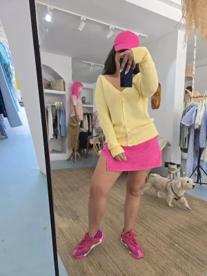 Sarı Merserize Hırka Kazak