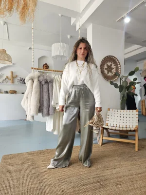 Yeşil Saten Pantolon