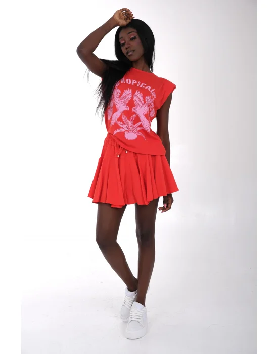 Kırmızı Baskılı Tişört