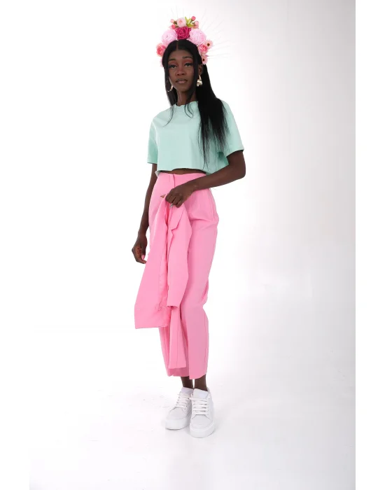 Pembe Kumaş Pantolon