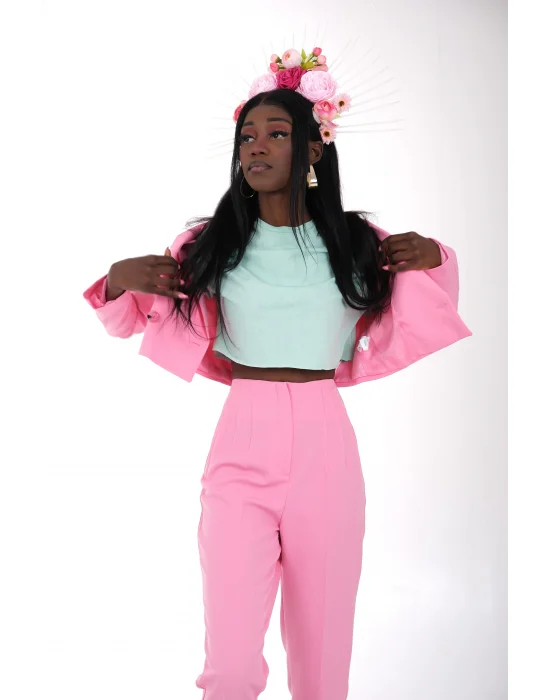 Pembe Kumaş Pantolon