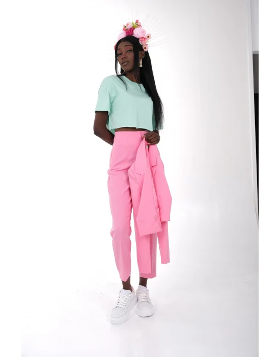 Pembe Kumaş Pantolon