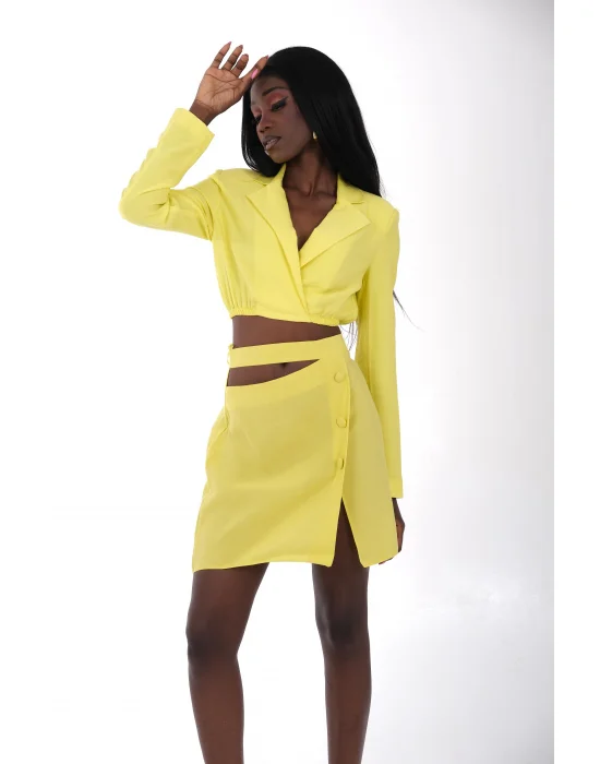 Sarı Bel Detaylı Etek