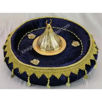 osmanlı paralı kına sepeti ve kına tepsi lacivert renk