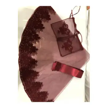 Bordo Simli Gelin Kına Örtüsü Duvağı