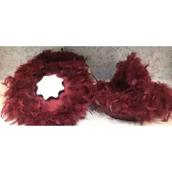 Kına Gecesi Kına Malzemeleri Tüylü Kına Sepeti ve Kına Tepsisi bordo renk