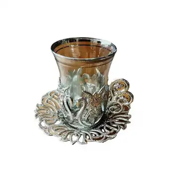 Çay Fincan Takımı 6 Kişilik Fincan Özel Desen Metal Döküm Cay Seti Hediyelik