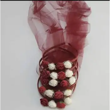 Kına Gecesi Kına Malzemesi Nedime tacı Kına tacı tüllü 10 adet bordo renk