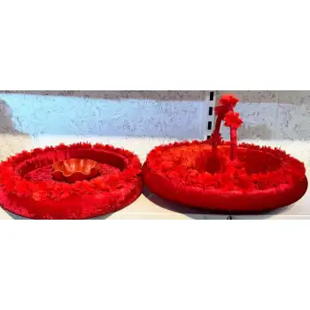 Kına Gecesi Kına Malzemeleri Lazer Çiçekli Kına Sepeti Ve Kına Tepsisi Kına Seti Kırmızı Renk