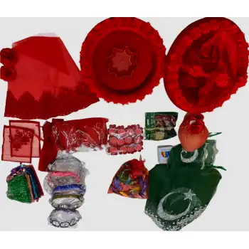 Kına Gecesi Seti 150 Parça Lüks Set Tam Kına Seti Kına Gecesi Malzemesi Kırmızı Renk