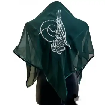 Lüks Damat Omuz Örtüsü Gümüş Tuğra Nakışlı Kına Şalı Erkek Kına Örtüsü