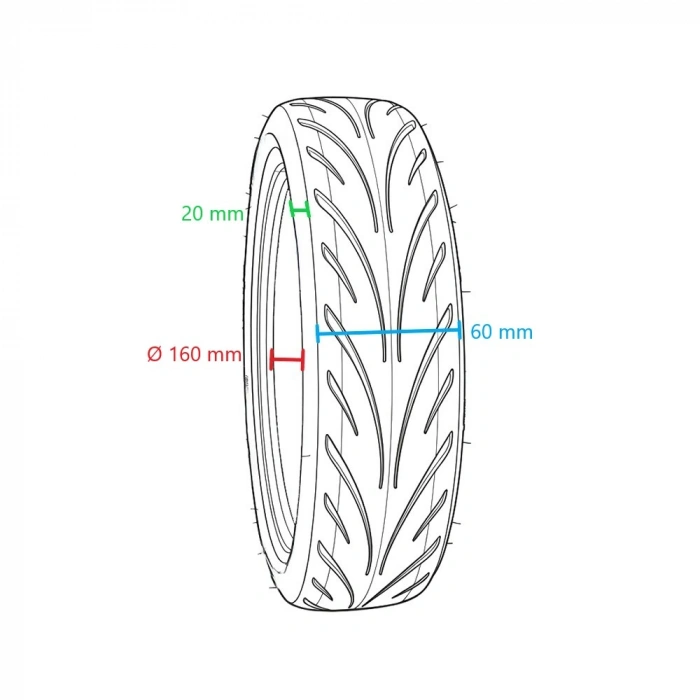 Dış Lastik - E-Scooter, 60/70-6.5, Tubeless
