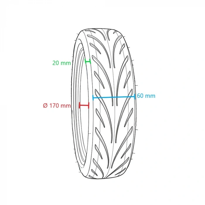 Dış Lastik - E-Scooter, 60/65-6.9 , Tubeless,