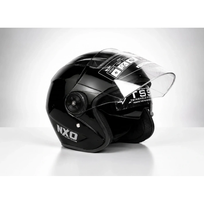 ÇENESİZ GÜNEŞ VİZÖRLÜ KASK NXO PARLAK SİYAH