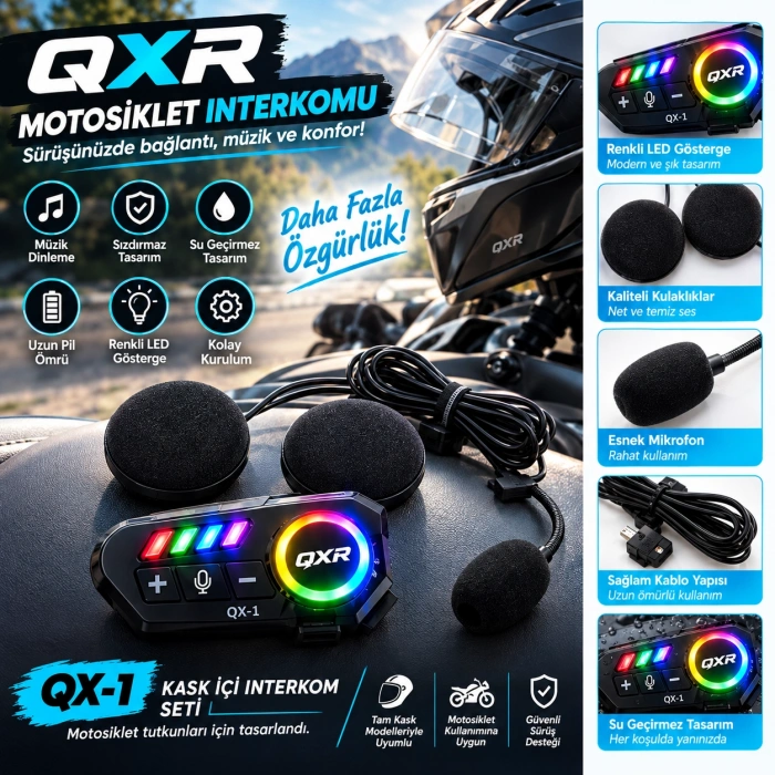 QXR 01 BLUETOOTH KULAKLIK (İNTERCOM)