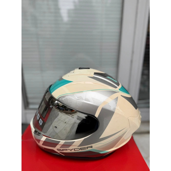 SPYDER Kask Fullface Çene Sabit BEYAZ-TURKUAZ