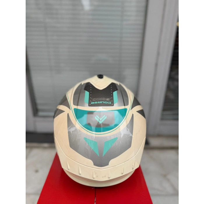 SPYDER Kask Fullface Çene Sabit BEYAZ-TURKUAZ