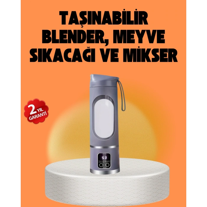 12 Bıçaklı Şarjlı Meyve Sıkacağı – Tip-C Taşınabilir Blender 450 ml