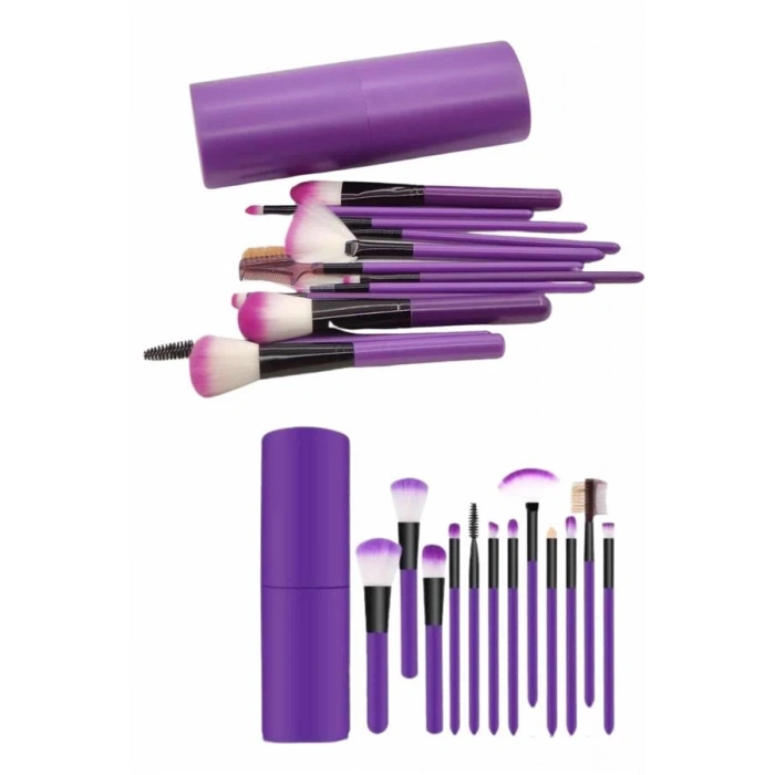 12 Parça Makyaj Fırça Seti Profesyonel Fondöten Allık Far Kontür Fırçası