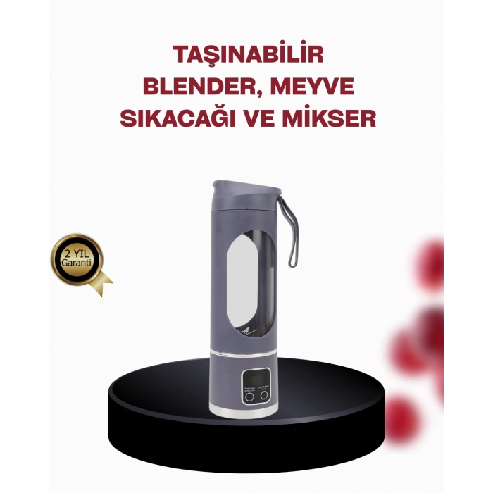 450 ml Taşınabilir Blender – Tip-C Şarjlı 12 Bıçaklı Meyve Sıkacağı