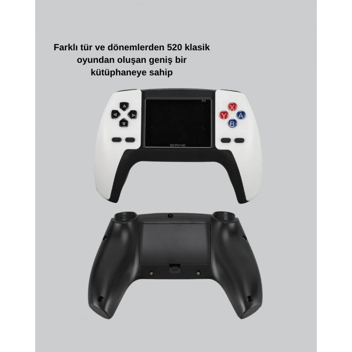 520 Klasik Oyunlu P5™ ControllerView Retro Konsol – Şarjlı, AV Giriş Destekli, Ergonomik Tasarım