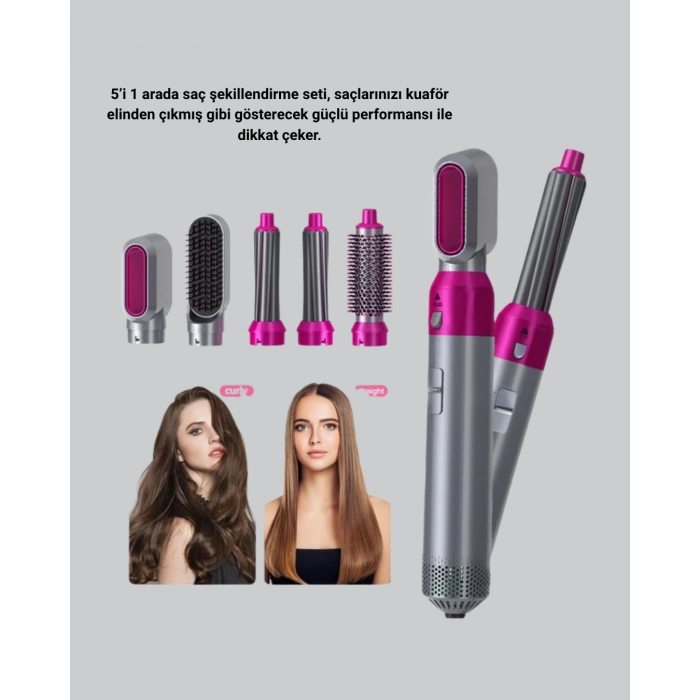 5’i 1 Arada Saç Şekillendirme Makinesi Hızlı Kuruma ve Kuaför Kalitesinde Sonuç