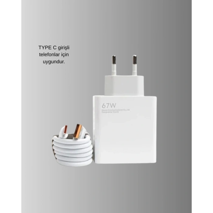 67W Süper Hızlı Şarj Adaptörü ve Kablo Seti – Güvenli, Kompakt ve Ergonomik Tasarım
