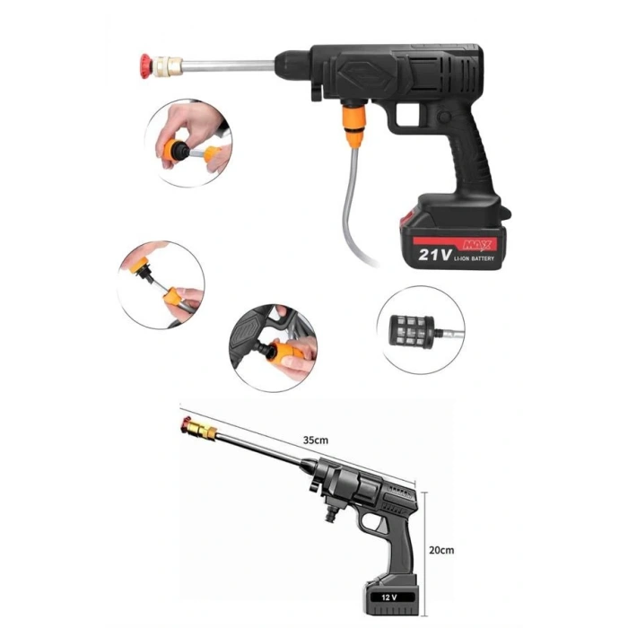 Akülü Oto Araç Yıkama Yüksek Basınçlı Araba Yıkama Makinesi Şarjlı