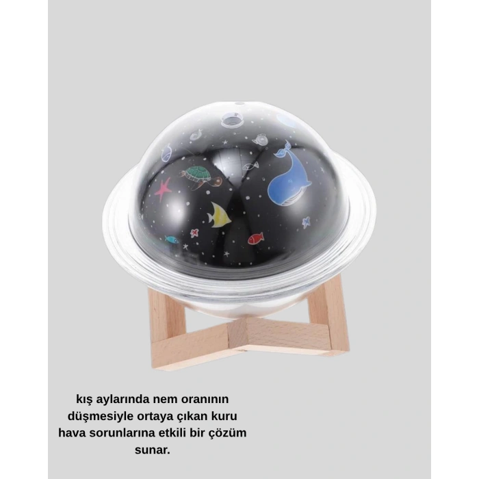 Aromaterapili USB Hava Nemlendirici – Projeksiyon Işıklı, Sessiz ve Şık Tasarım