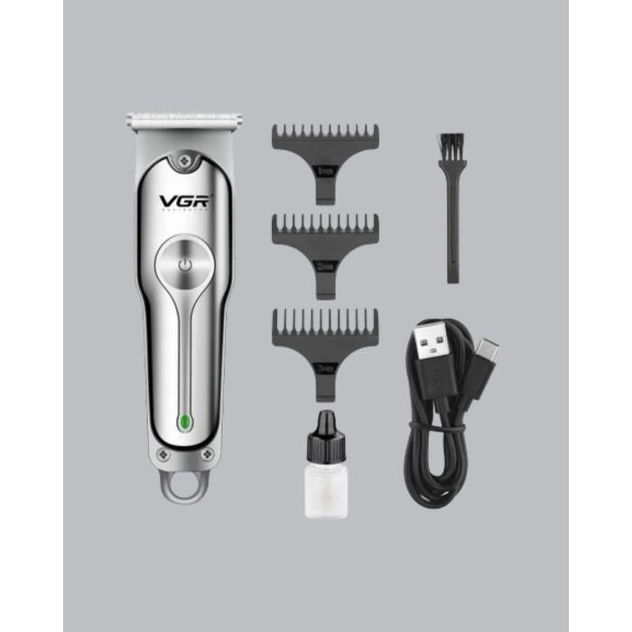 Gümüş Desenli Şarjlı Tıraş Makinesi – 120 Dakika Çalışma Süresi, 3 Başlıklı