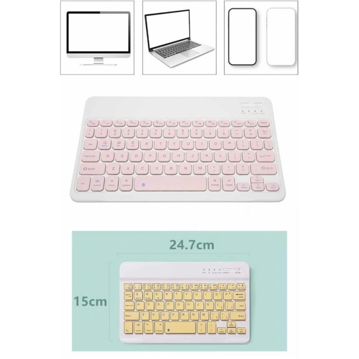 Kablosuz Bluetooth Bağlantılı Taşınabilir Q Klavye Tüm Cihazlara Uyumlu