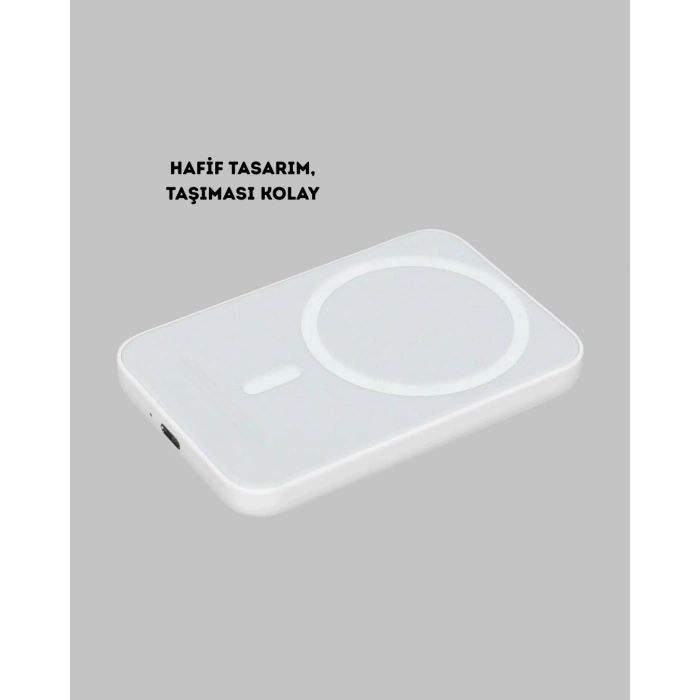 MagSafe Uyumlu Kablosuz Powerbank – Güçlü Mıknatıs, Hızlı Şarj, Kompakt Tasarım