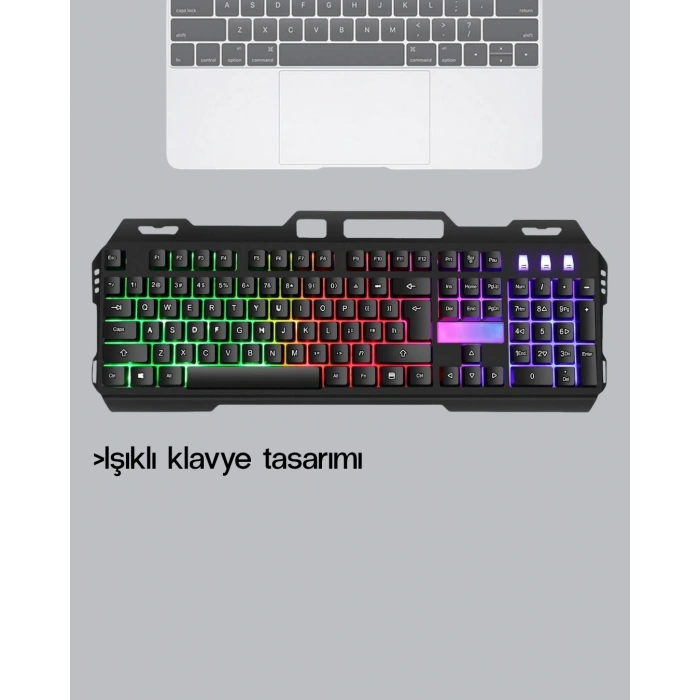 RGB Işıklı Oyuncu Klavye Mouse Seti – Türkçe Q, Ayarlanabilir DPI, Ergonomik ve Dayanıklı Tasarım