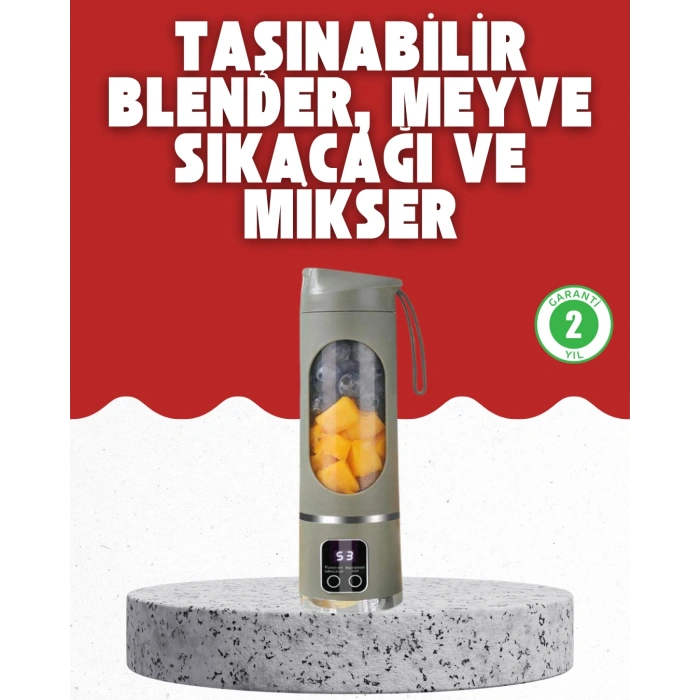 Tip-C Şarjlı 12 Bıçaklı Blender – Taşınabilir Şarjlı Meyve Sıkacağı