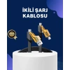 Örgülü Tasarım 4’ü 1 Arada USB-C Lightning Hızlı Şarj Kablosu