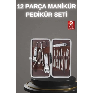 12 Parça Paslanmaz Çelik Kompakt ve Taşınabilir Manikür Makası Tırnak Makası