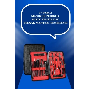 17 Parça El Ayak Bakım Seti Tırnak Temizleme Manikür Pedikür Cımbız Törpü Tırnak Makası