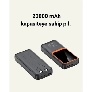 20000 mAh Taşınabilir Powerbank | Çok Kablolu, Hızlı Şarj Destekli (22.5W)