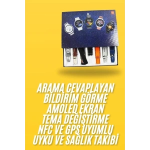 7 Kordonlu Akıllı Saat Siyah Kasa Dokunmatik Ekran Uyku ve Sağlık Takibi