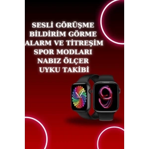 Akıllı Saat Arama Görüşme Bildirim Görme Uyku ve Sağlık Takibi Nabız Ölçer 3 Kordon Hediyeli
