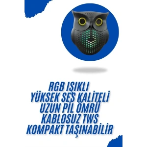 Baykuş Görünümlü Işıklı Bluetooth Speaker Bluetooth Hoparlör