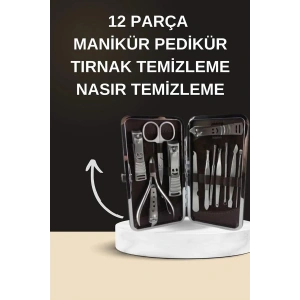 Elektrikli Manikür Pedikür Seti İkili Set 12 Parça Tırnak Bakımı Törpü Protez Çıkarma