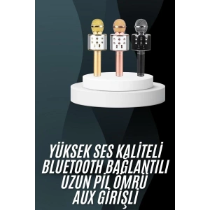Karaoke Mikrofon Bluetooth Bağlantılı Aux Girişli Uzun Pil Ömrü Yüksek Ses Kaliteli