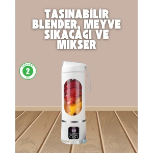 Şarjlı Blender – 12 Bıçaklı, 450 ml Kapasiteli, Taşınabilir Tip-C Mikser