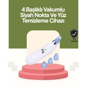 USB Destekli 4 Başlıklı Siyah Nokta Vakum Cihazı – Gözenek Temizleyici ve Cilt Yenileyici Bakım Aleti