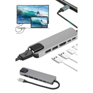 Usb Type-c Hub Dönüştürücü Çevirici Çoklayıcı Macbook Çevirici 8 Portlu