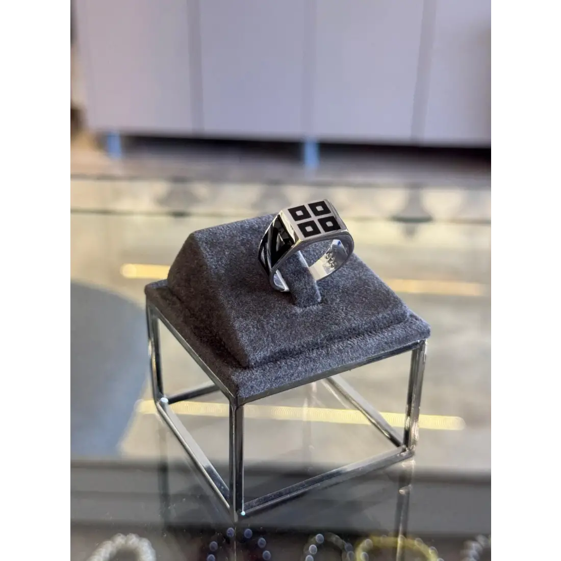 Kare Desenli Erkek Yüzük