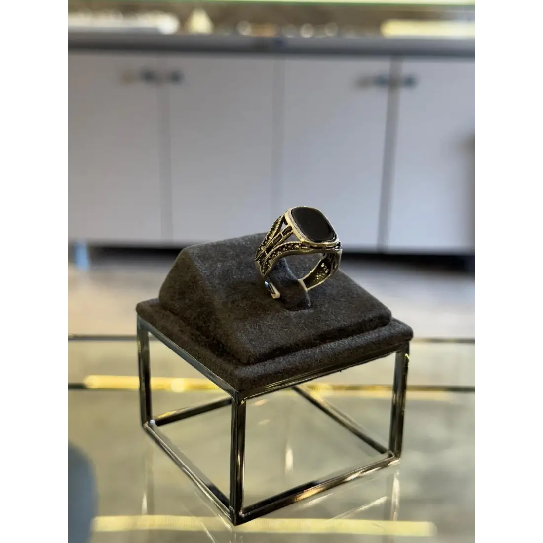 Siyah Taşlı Erkek Yüzük